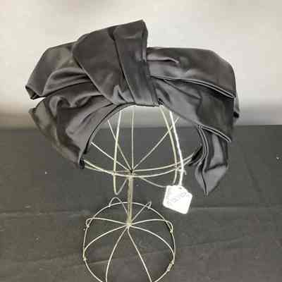 Women's Black Satin Half Hat