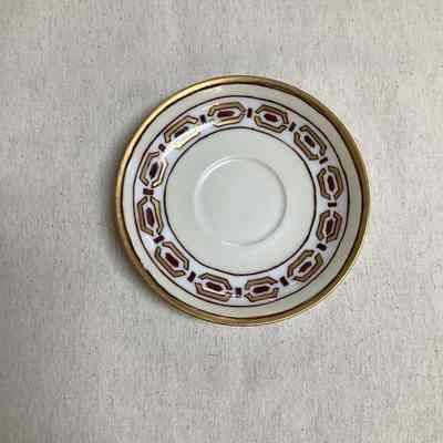 Maroon & Gold Hand-Painted Saucer