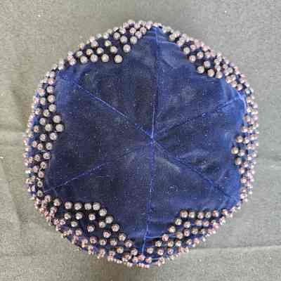 Women's Navy Studded Velvet Tam-o'-Shanter Hat