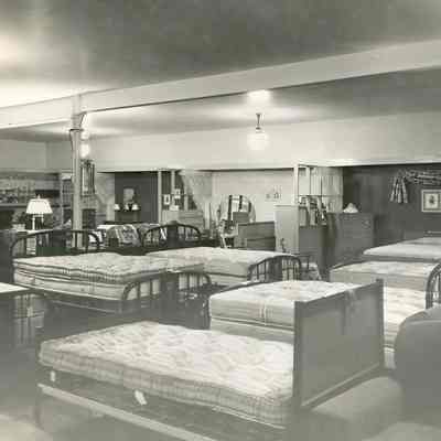 Furniture Store, Interior, Room Display showing beds