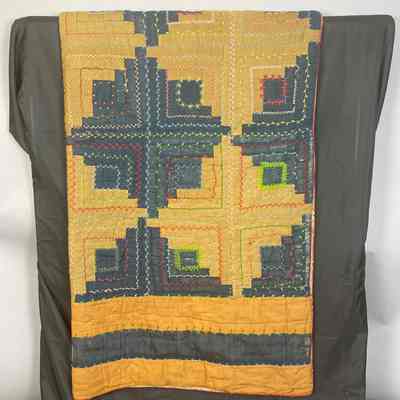 Yellow & Green Log Cabin Quilt
