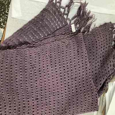 Crocheted Purple Wool Shawl