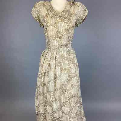 Women’s Gold Print Organdy Dress