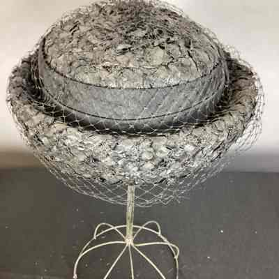 Women's Black Straw Birdcage Hat