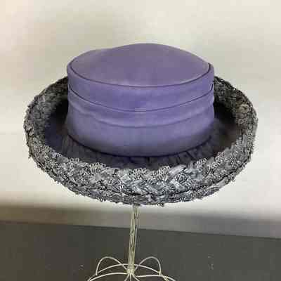 Women's Blue Crepe Hat w/ Navy Straw Brim