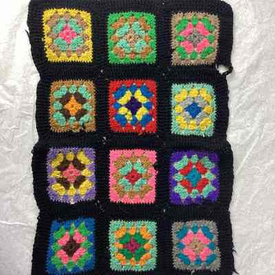 Multicolor Crocheted Wool Yarn Afghan