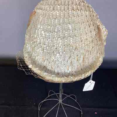 Women's Cream Sequin Juliet Cap