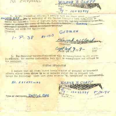 Certificates, Affidavits, and Customs Declarations