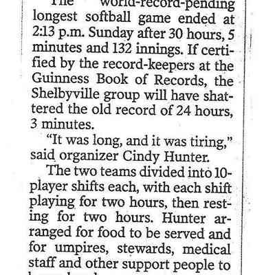Softball players end record-breaking game
