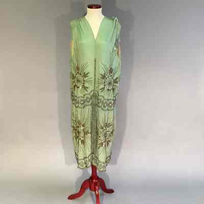 Women's Green Beaded Flapper Dress