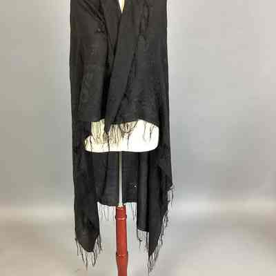 Women's Black Silk Crepe Shawl