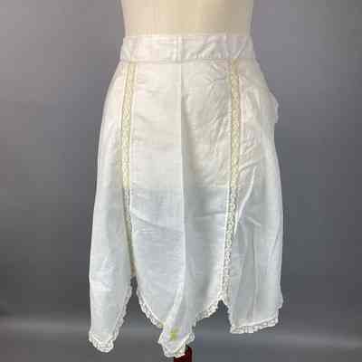 Women's White Cotton Apron w/ Lace Trim