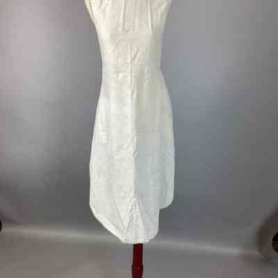 Men's White Cotton Apron w/ Green Binding