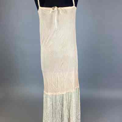 Women’s Pink Silk Slip w/ Ecru Lace Trim
