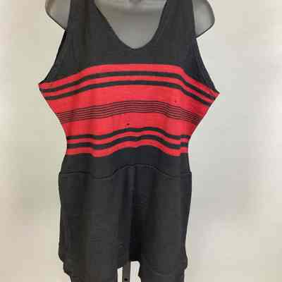 Men’s Black + Red Wool Swimsuit