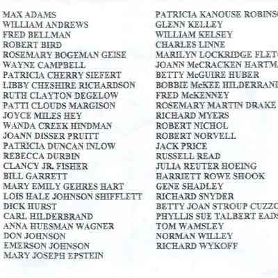 Papers, Personal, list of deceased classmates