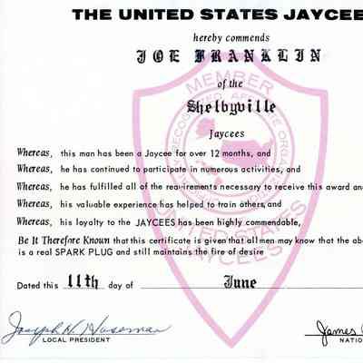 Jaycees Certificate