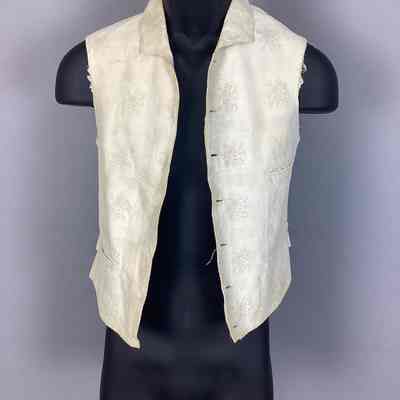 Men's White Cotton Brocade Vest