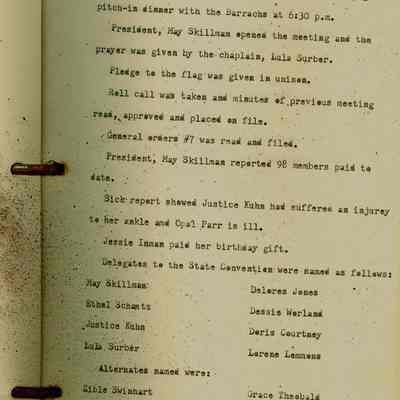 Scrapbook, Ladies Auxillary, Last Entry