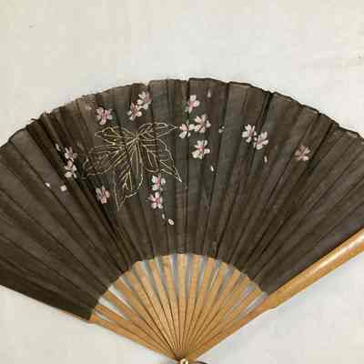 Black, Pink, & Gold Cherry Blossom Folding Fan