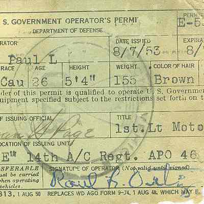 U.S. Government Operator's Permit