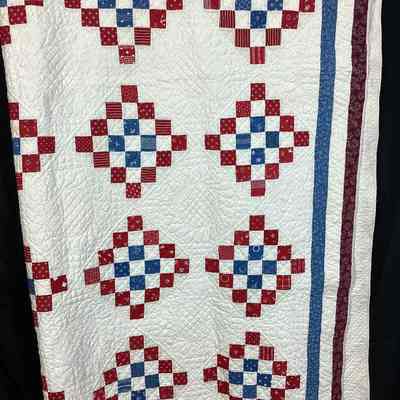 Red, White, & Blue Hand-Pieced Quilt