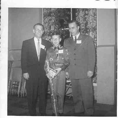 Paul Weber, Bob Dye, & Mr. Geinest at 1959 Boy Scouts Fair