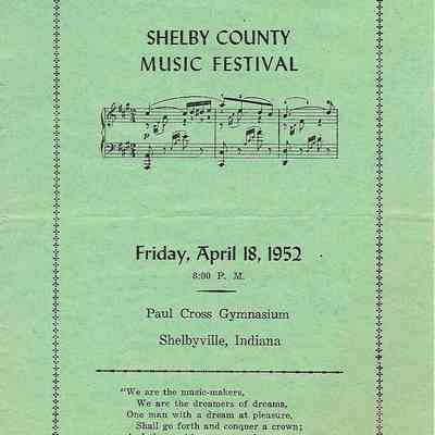 1952 Shelby County Music Festival Friday, April 18, 1952. Paul Cross Gymnasium