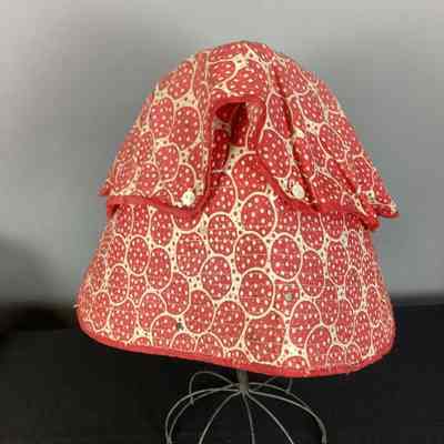 Women's Red & White Cotton Sunbonnet