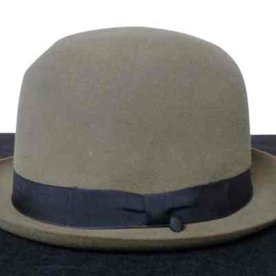 Men's Green Bowler Hat w/ Navy Ribbon Band