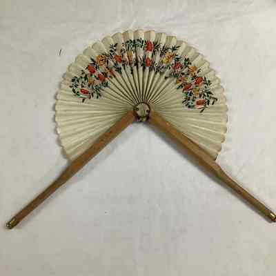 White & Red Floral Paper Folding Fan