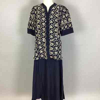 Women's Navy Blue Silk Crepe Ensemble