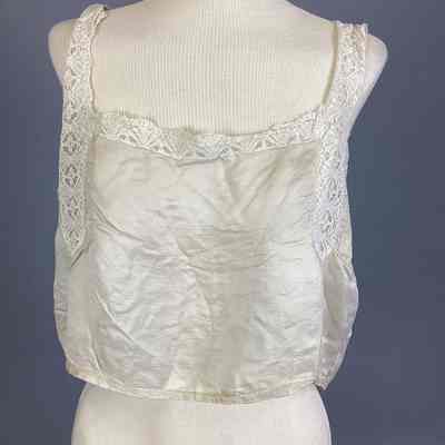 Women's Cream Silk + Cotton Lace Camisole