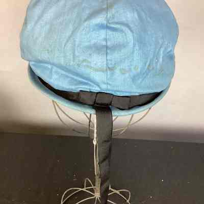 Women's Blue Cotton Cloche Hat w/ Black Ribbon