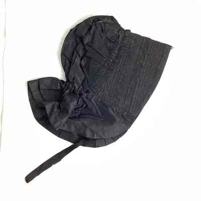 Women's Black Silk Mourning Bonnet
