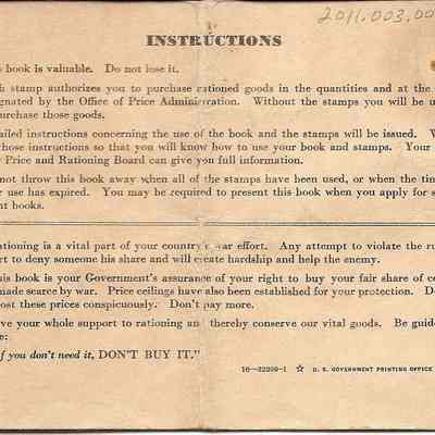 Ration Book, back