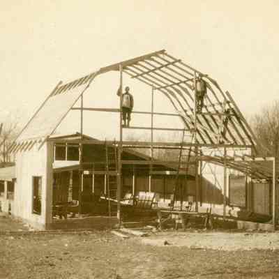 Unidentified Men on Barn Scaffolding
