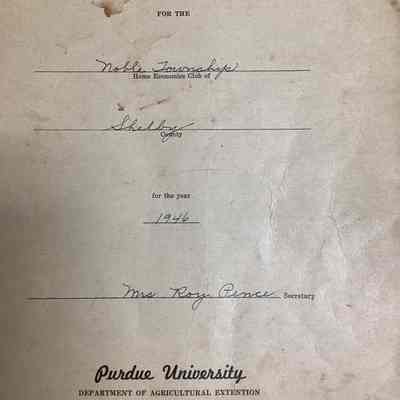 Noble Township Home Extension Club Secretary Book