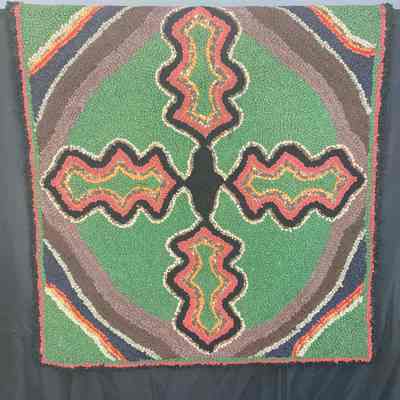 Multicolor Hand-Hooked Wool Rug