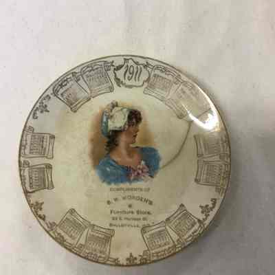 Multicolor S. W. Worden's Furniture Store Advertising Calendar Plate