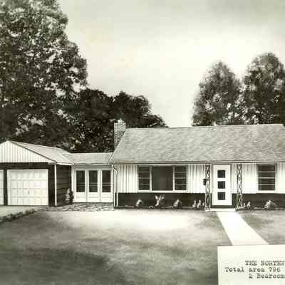 Model home, titled The Northwood, exterior view