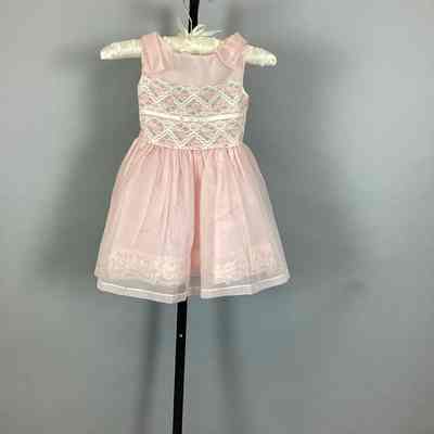Children's Pink Dotted Swiss Floral Dress