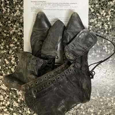 Women's Black Leather Walking Boots