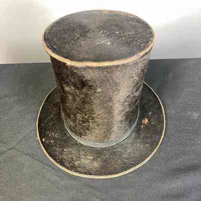 Men's Black Flocked Silk Top Hat