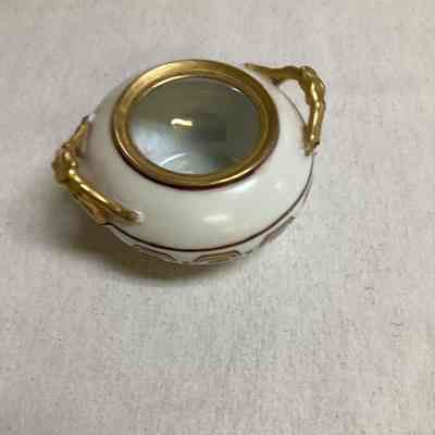 Maroon & Gold Hand-Painted Sugar Bowl