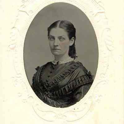 young adult female with a button-collar neckline