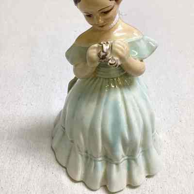 Brunette Victorian Girl Ceramic Figurine