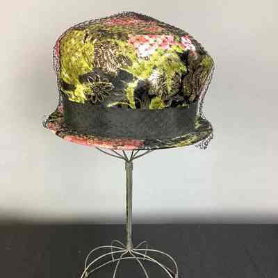 Women's Multicolor Silk Hat w/ Black Netting
