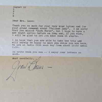 Letter from Joan Blaine to Mrs Lass