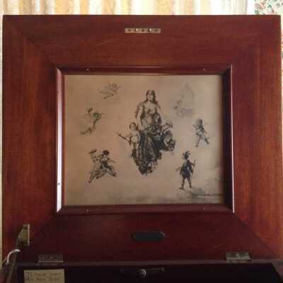 Interior lid of the music box